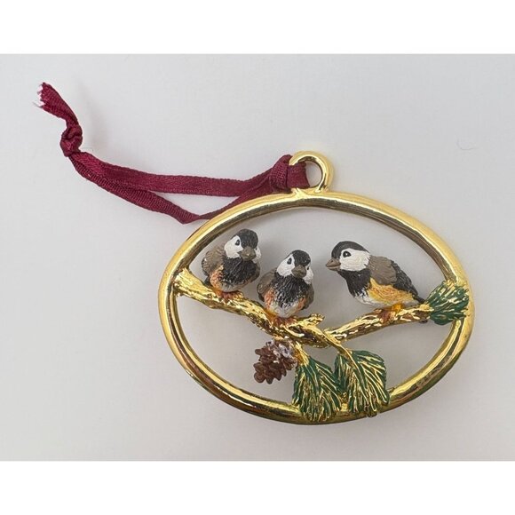 Chickadee Bird Trio Christmas Tree Ornament Winter Visitors Carlton Cards - Picture 6 of 6